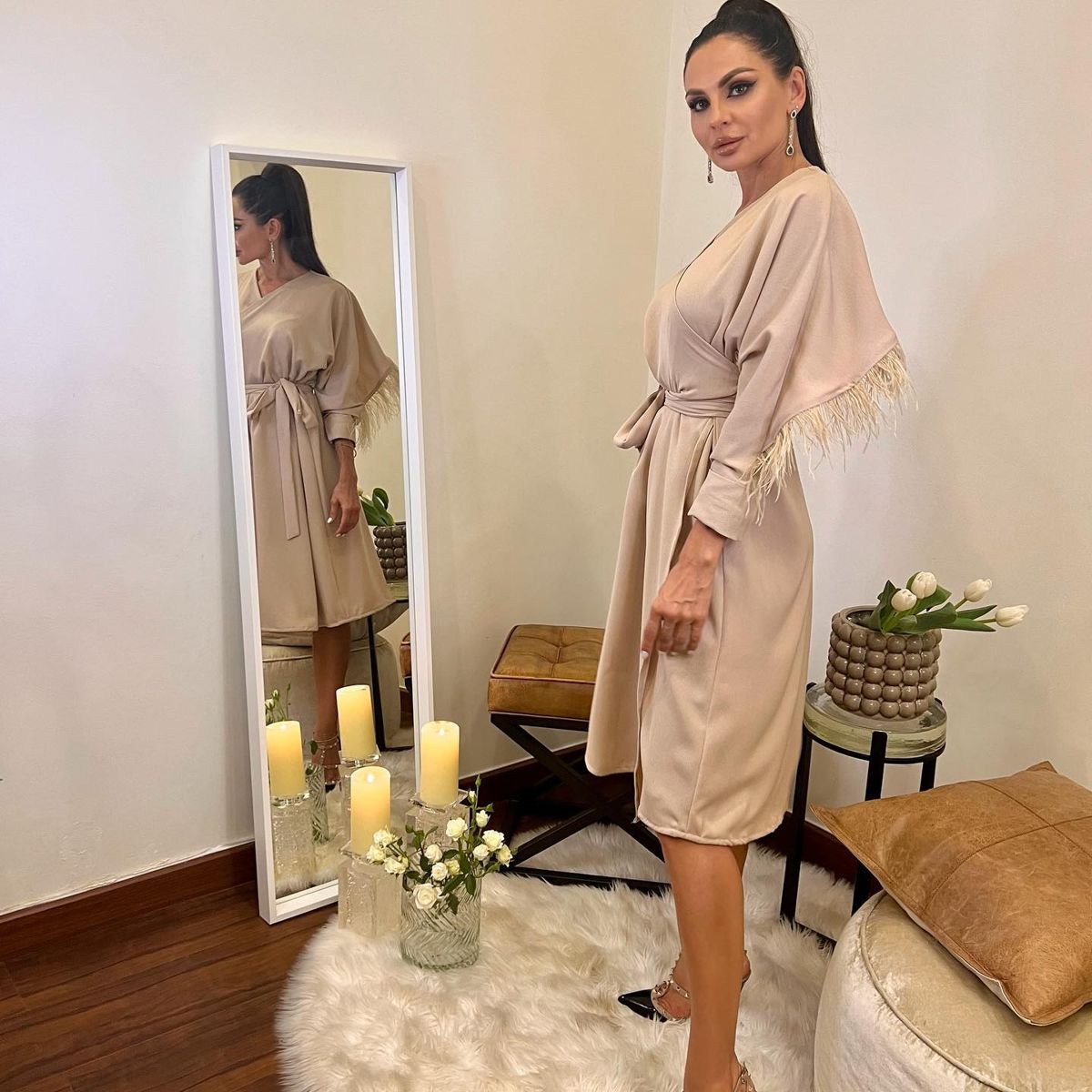 Satin wrap dress