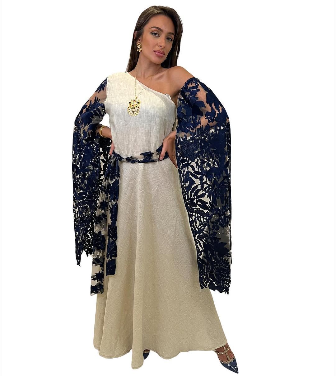 Navy lace cape set
