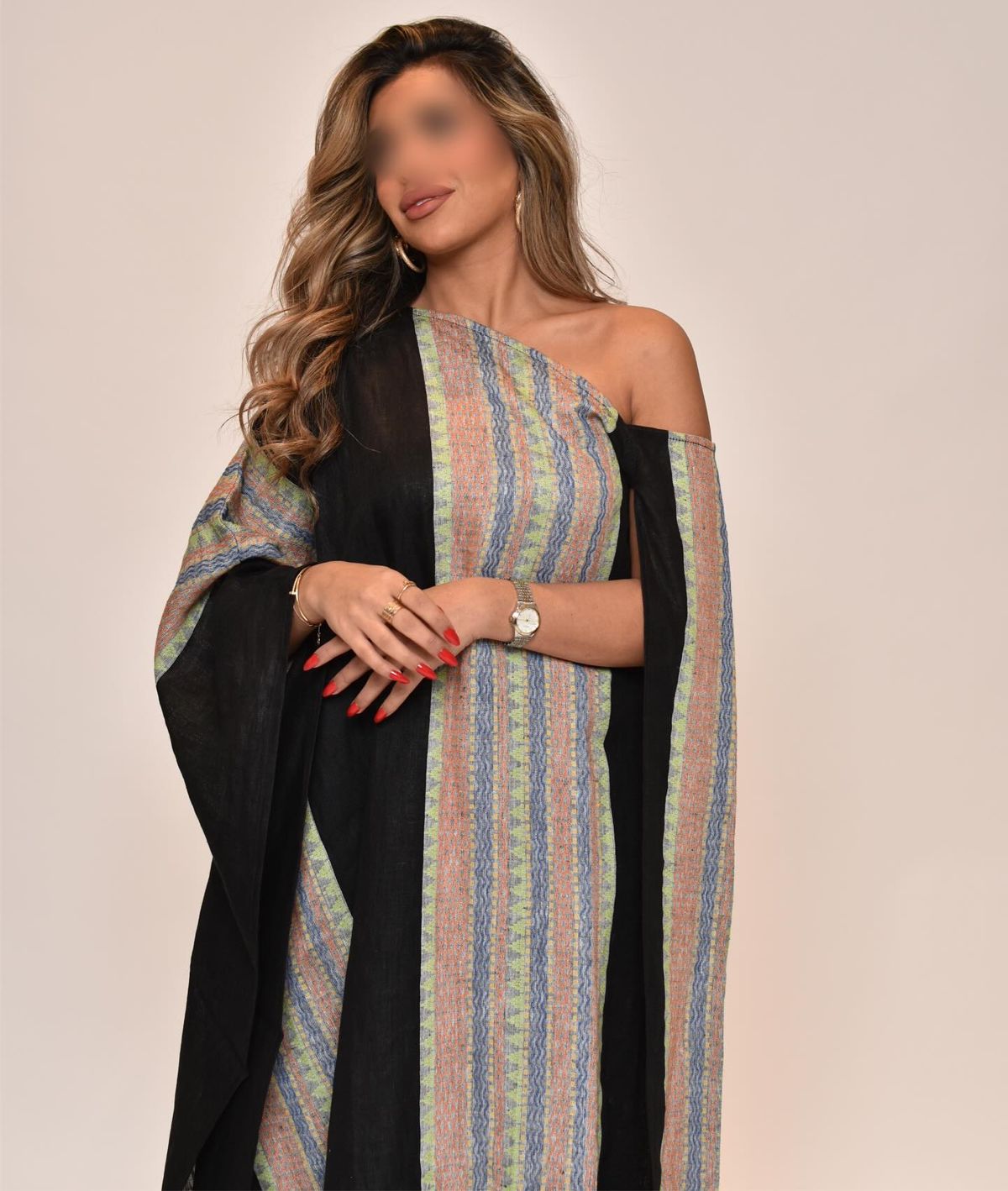 Stripe-panel kaftan