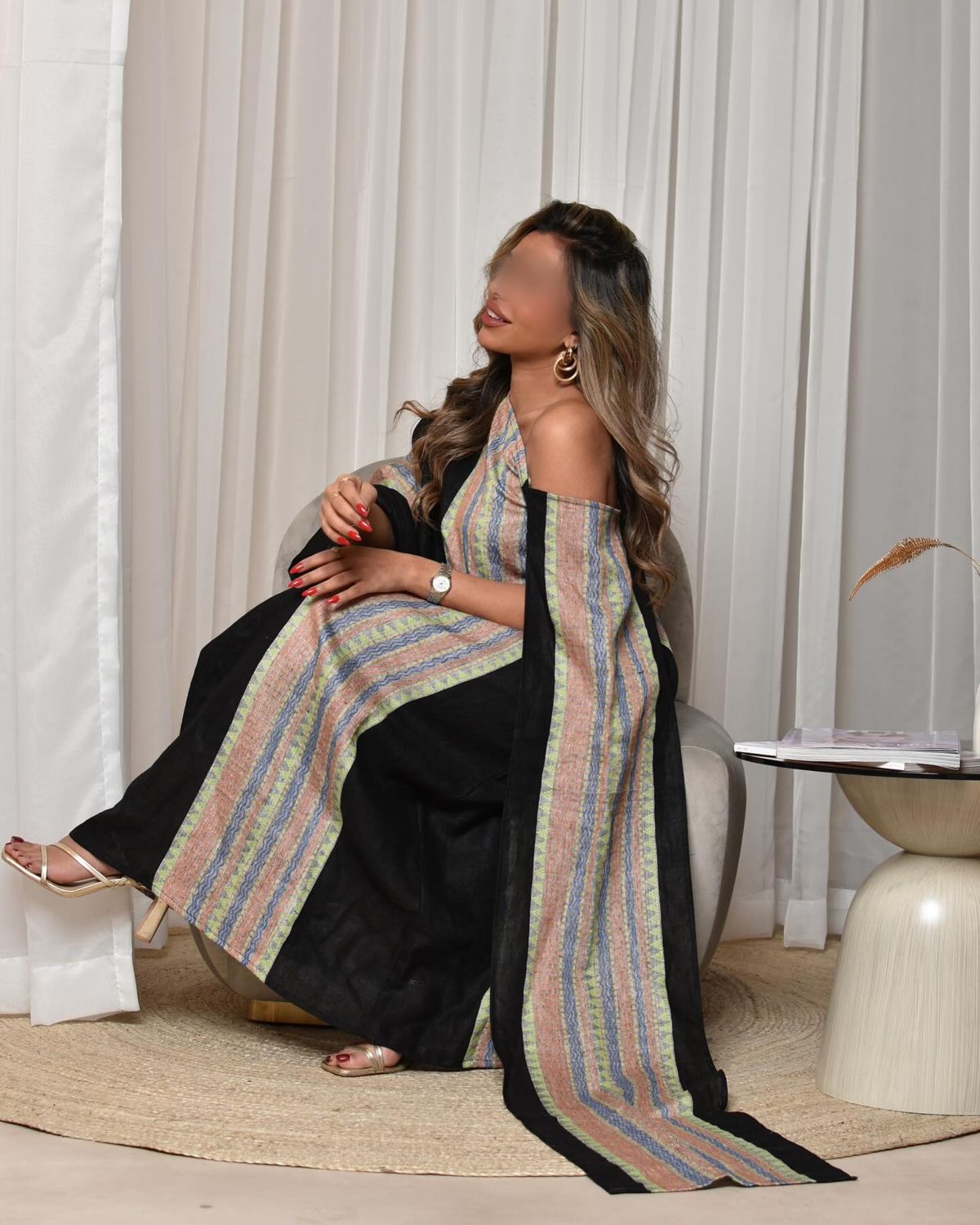 Stripe-panel kaftan
