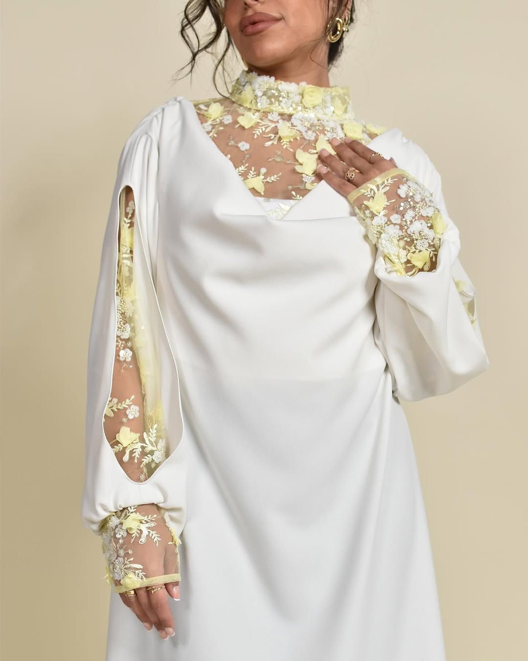 Floral collar kaftan