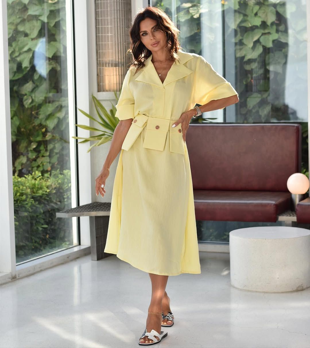Linen safari dress